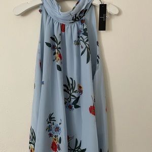 Tahari blue floral tank top